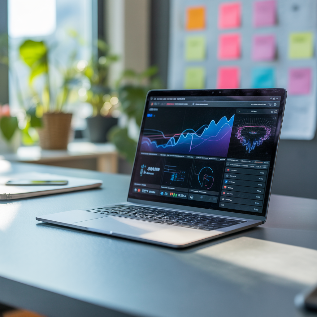 SEO optimization dashboard showing keyword rankings and auto-generated reports